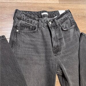 Zara Black Washed High-Waist Jeans